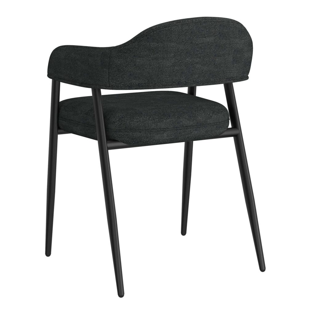 Archer Dining Chair, Set of 2, in Charcoal Fabric and Black - Image 3