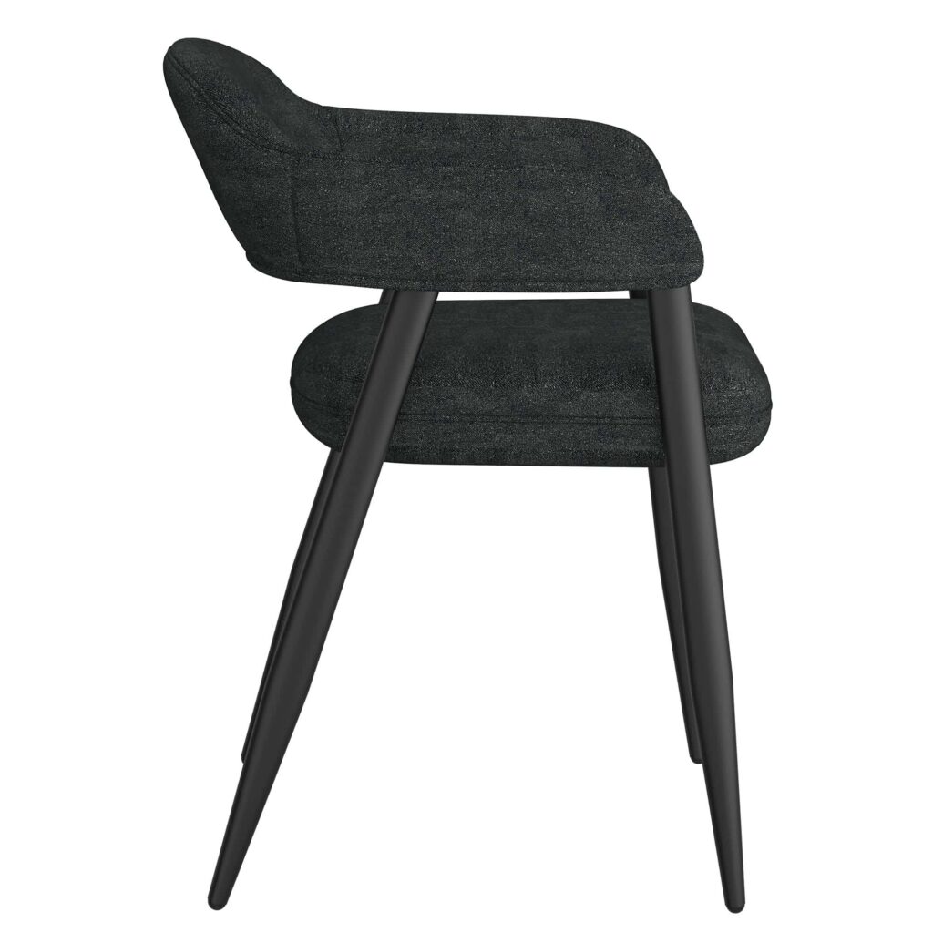 Archer Dining Chair, Set of 2, in Charcoal Fabric and Black - Image 4