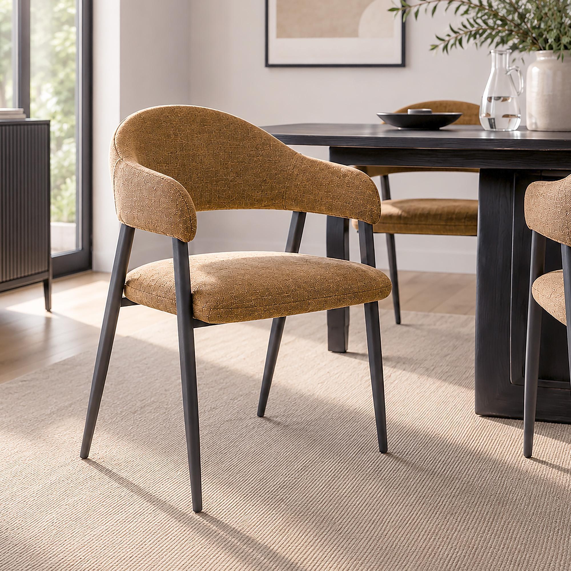 Alfie Dining Chair, Set of 4 in Caramel and Black 2 Alfie Dining Chair, Set of 4 in Caramel and Black - Image 2