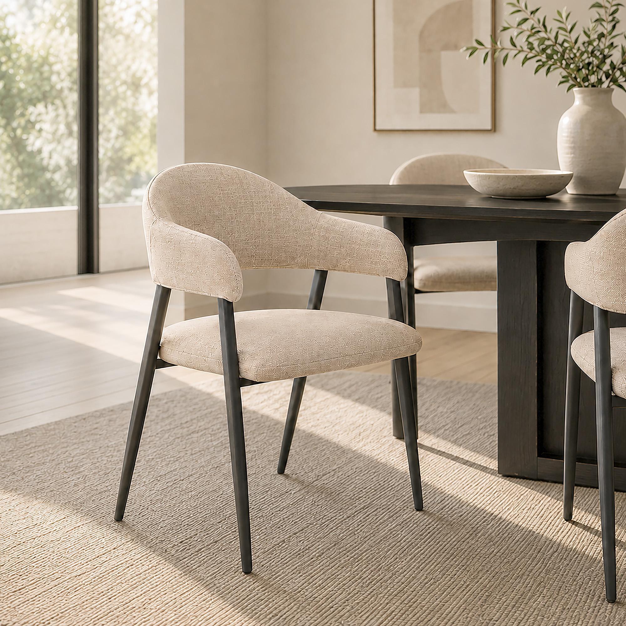 Alfie Dining Chair, Set of 4 in Sand and Black 2 Alfie Dining Chair, Set of 4 in Sand and Black - Image 2