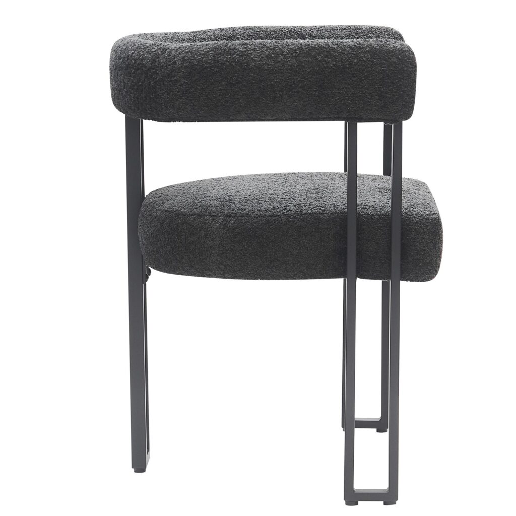 Scarlet Dining Chair, Set of 2 in Charcoal Boucle and Black - Image 4