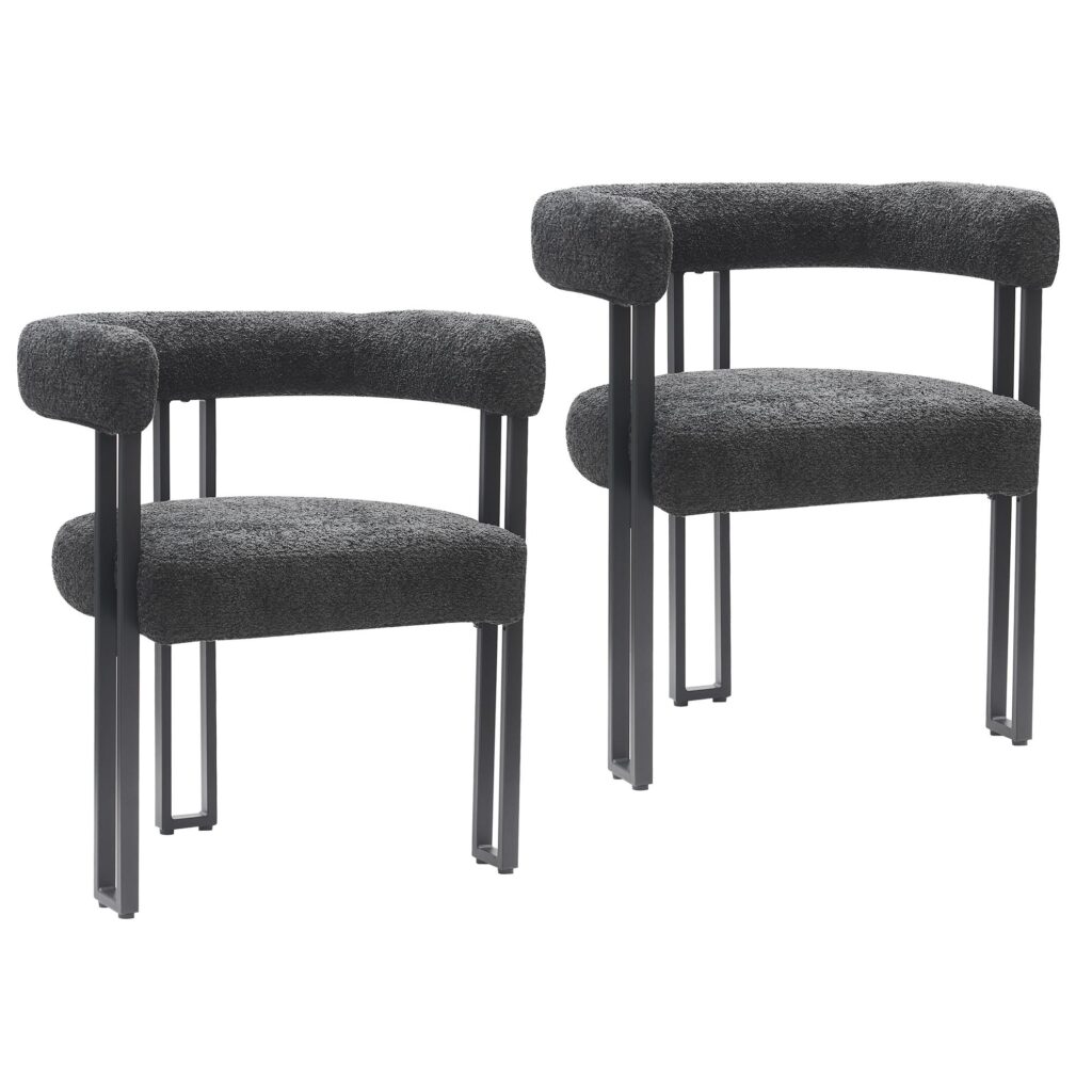 Scarlet Dining Chair, Set of 2 in Charcoal Boucle and Black - Image 7