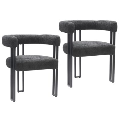 Scarlet Dining Chair, Set of 2 in Charcoal Boucle and Black 202-108CH 202 108CH 6
