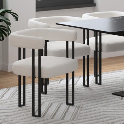 Scarlet Dining Chair, Set of 2 in Ivory Boucle and Black 9 Scarlet Dining Chair, Set of 2 in Ivory Boucle and Black 202-108IV 202 108IV 1