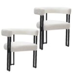 Scarlet Dining Chair, Set of 2 in Ivory Boucle and Black 202-108IV 202 108IV 6