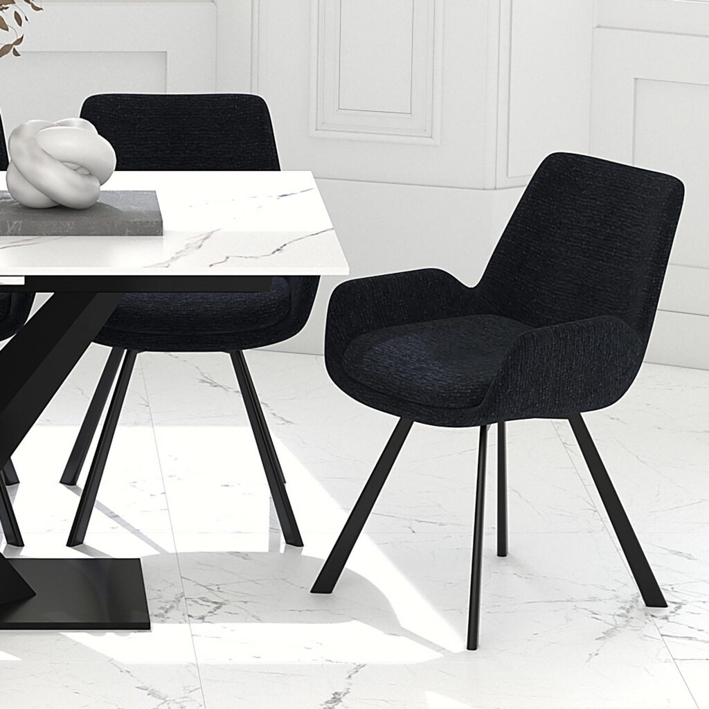 Signy Swivel Dining Chair, Set of 2 in Black - Image 2