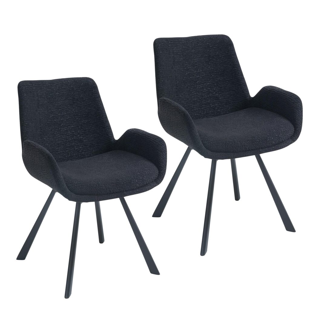 Signy Swivel Dining Chair, Set of 2 in Black - Image 7