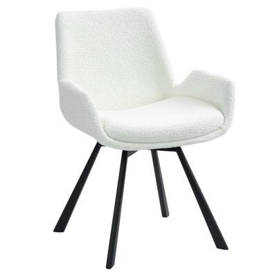 Signy Swivel Dining Chair, Set of 2 in Ivory and Black