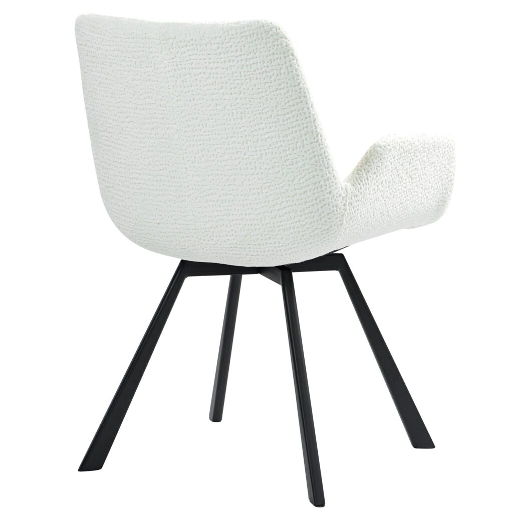 Signy Swivel Dining Chair, Set of 2 in Ivory and Black - Image 3