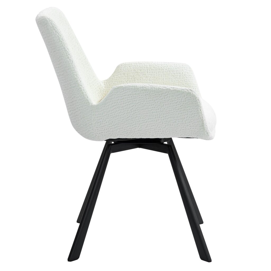 Signy Swivel Dining Chair, Set of 2 in Ivory and Black - Image 4