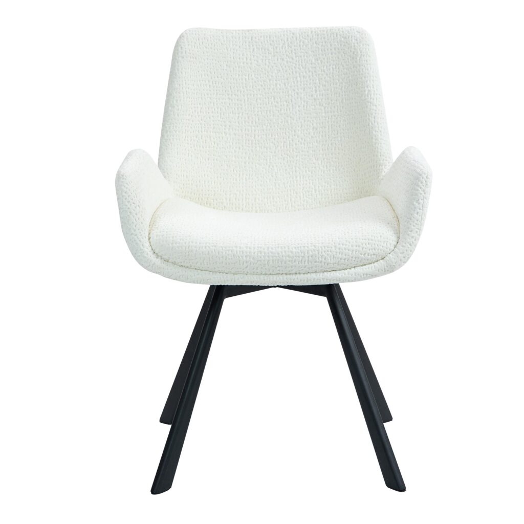 Signy Swivel Dining Chair, Set of 2 in Ivory and Black - Image 5