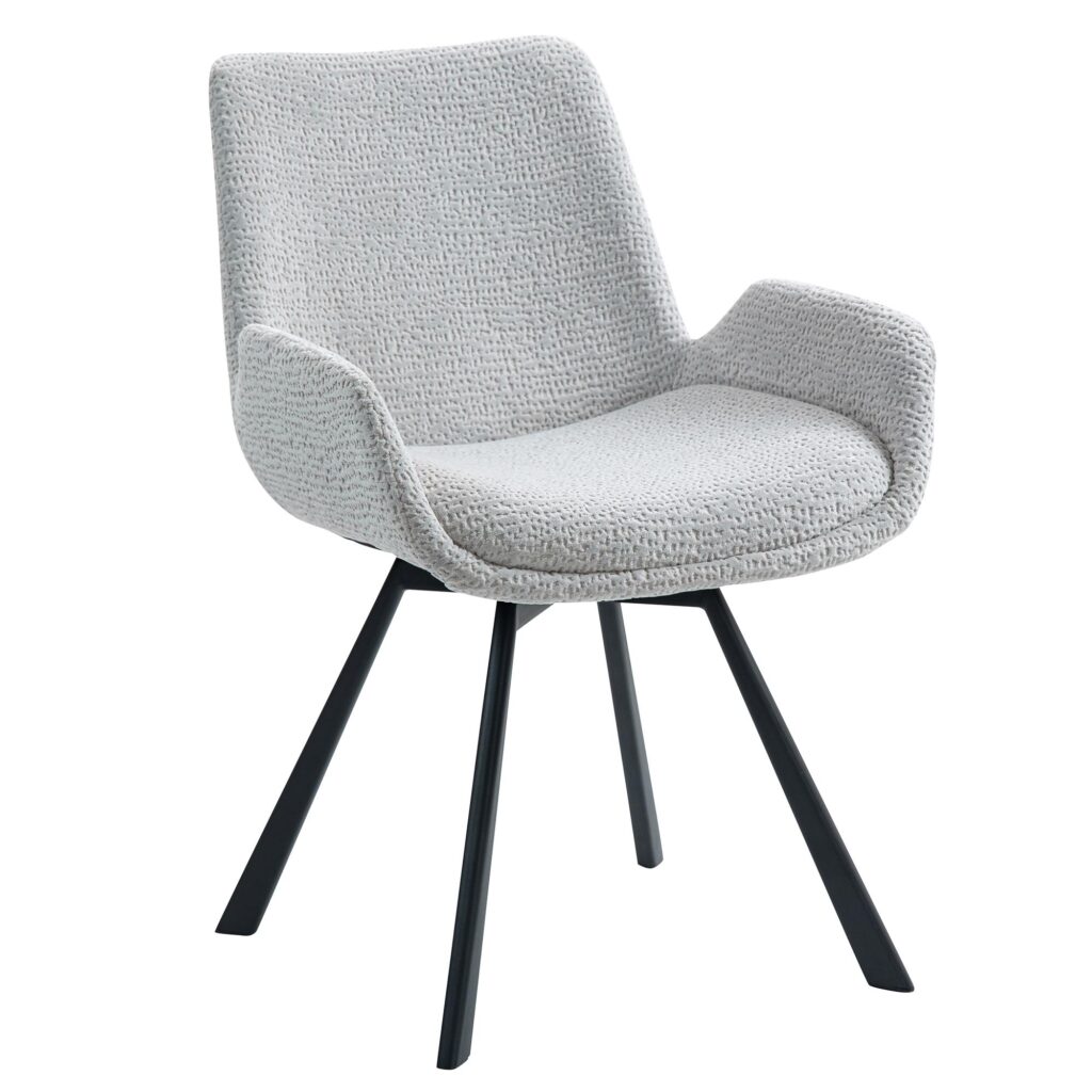 Signy Swivel Dining Chair, Set of 2 in Light Grey and Black