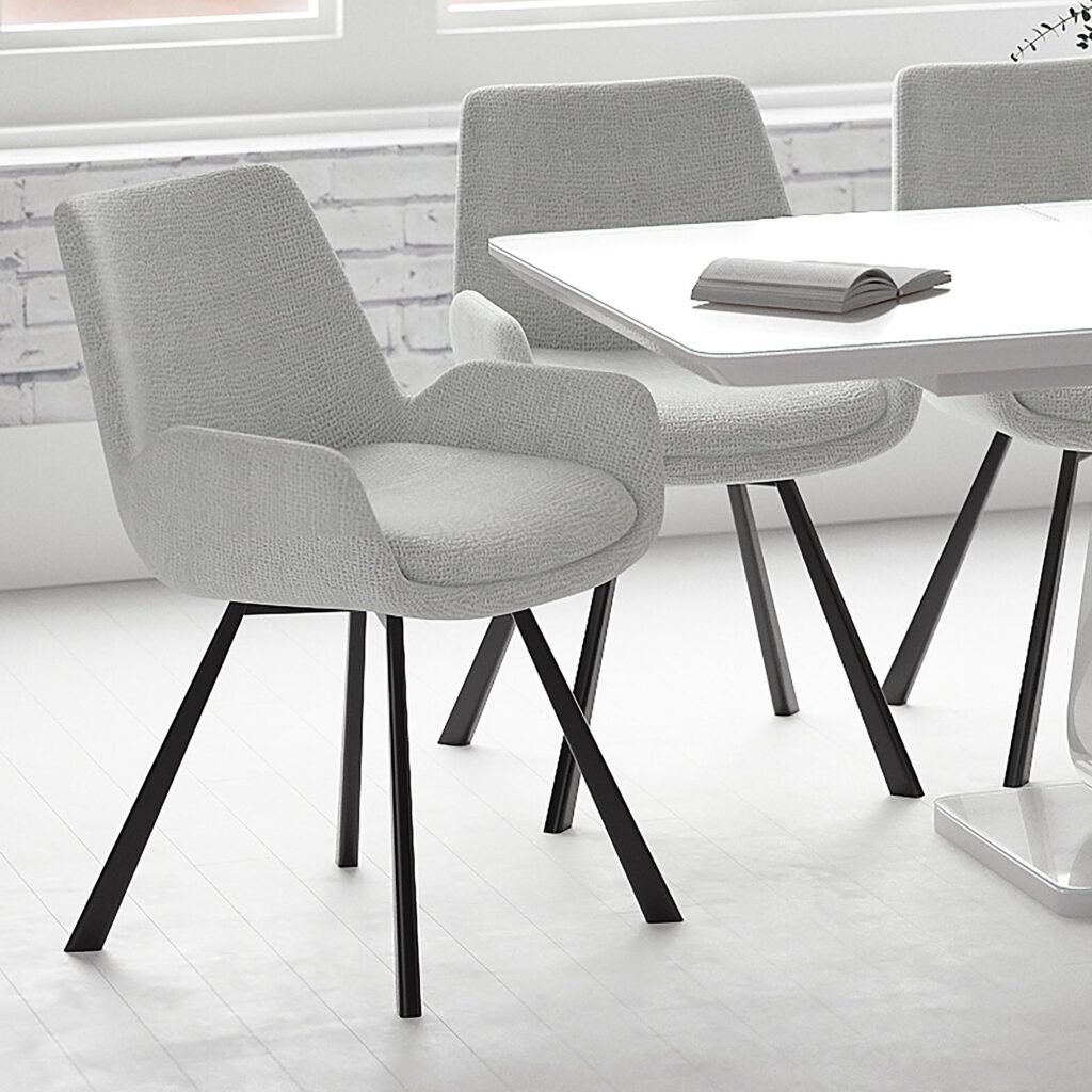 Signy Swivel Dining Chair, Set of 2 in Light Grey and Black - Image 2