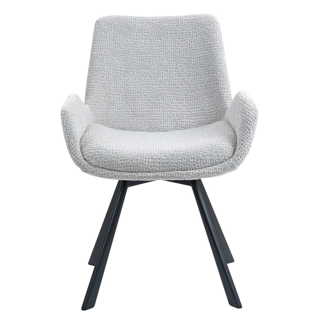 Signy Swivel Dining Chair, Set of 2 in Light Grey and Black - Image 5