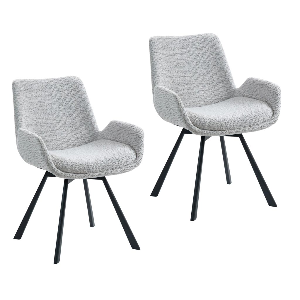 Signy Swivel Dining Chair, Set of 2 in Light Grey and Black - Image 7