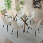 Koda Dining Chair, Fabric, Set of 2 in Beige and Black 202-158BEG 202 158BEG 1