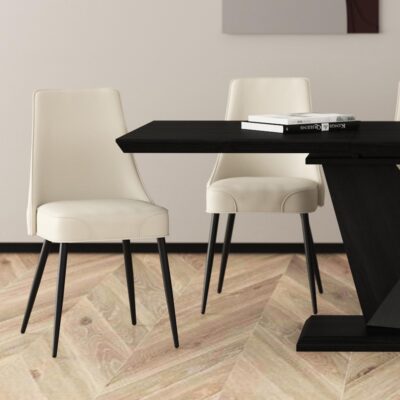 Koda Dining Chair, Faux Leather, Set of 2 in Beige and Black 202-158PUBG 202 158PUBG 1