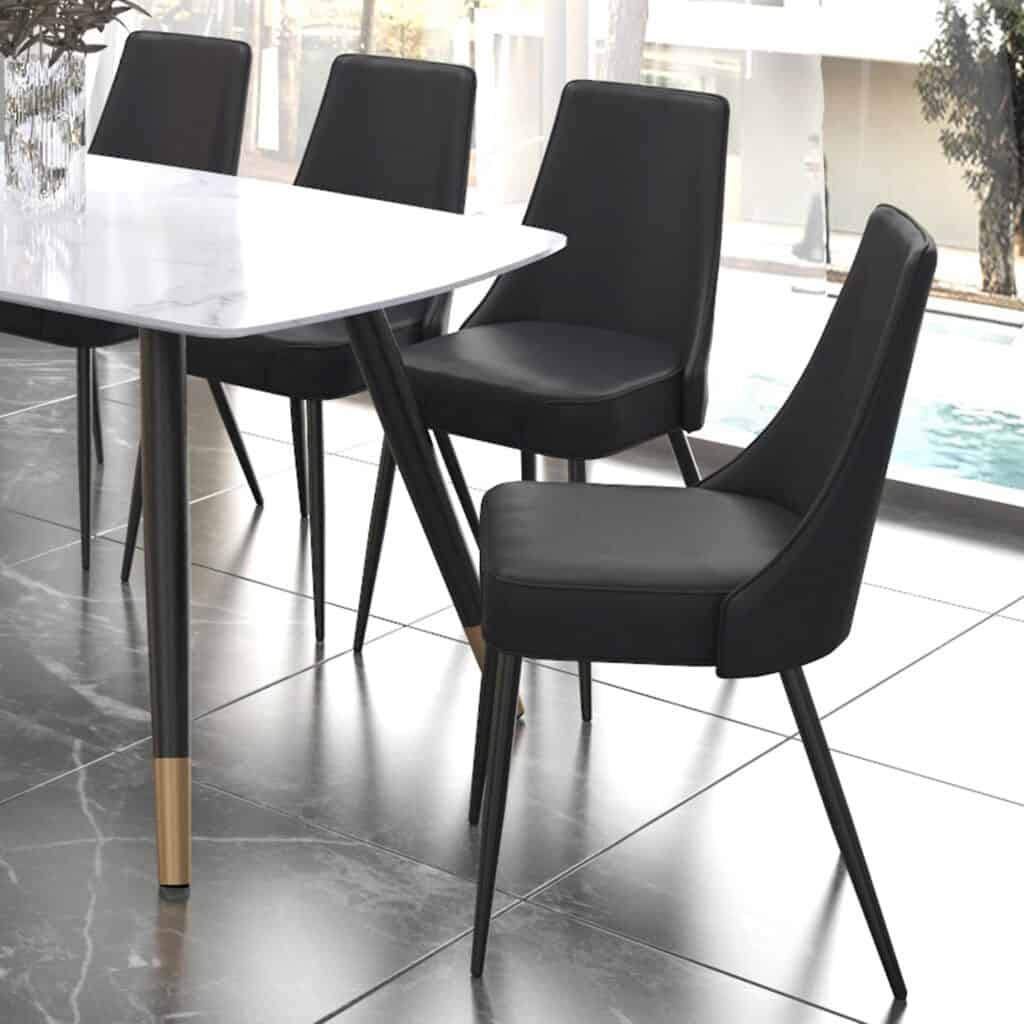 Koda Dining Chair, Faux Leather, Set of 2 in Black - Image 2