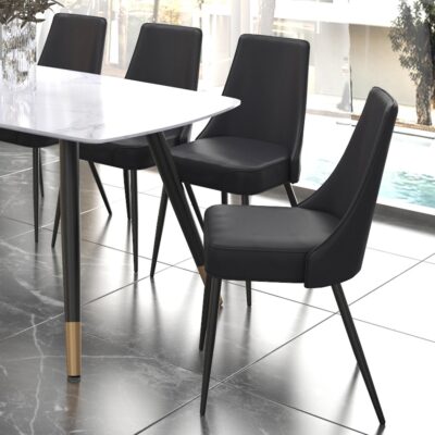 Koda Dining Chair, Faux Leather, Set of 2 in Black 202-158PUBK 202 158PUBK 1