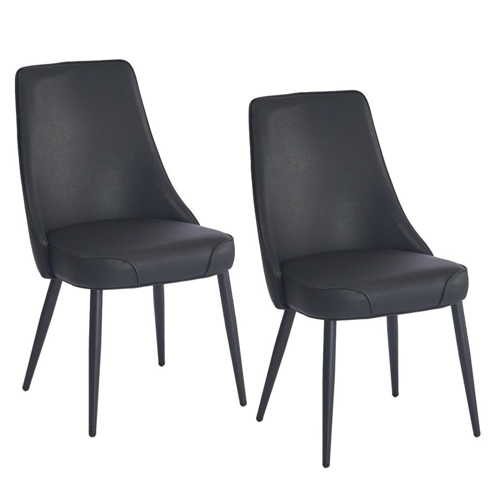 Koda Dining Chair, Faux Leather, Set of 2 in Black - Image 7