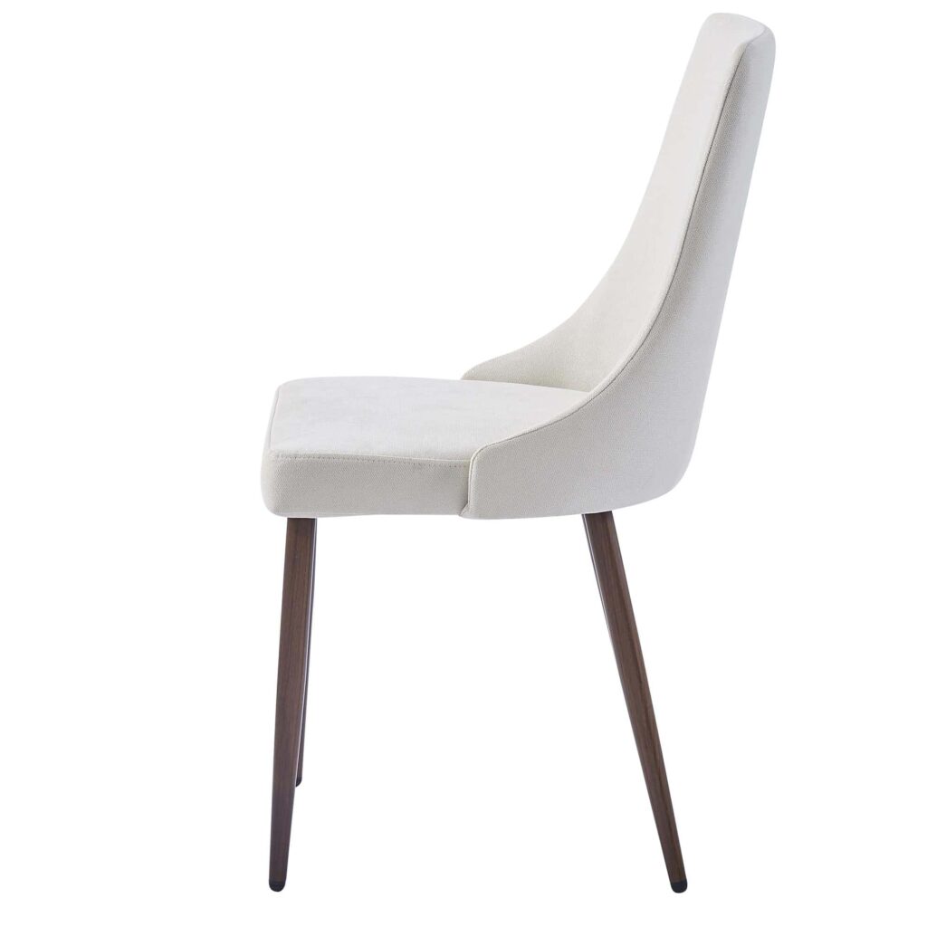Cora Fabric Side Chair, Set of 2 in Beige and Walnut - Image 4