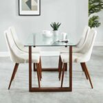 Cora Fabric Side Chair, Set of 2 in Beige and Walnut 202-182BG 202 182BG 4