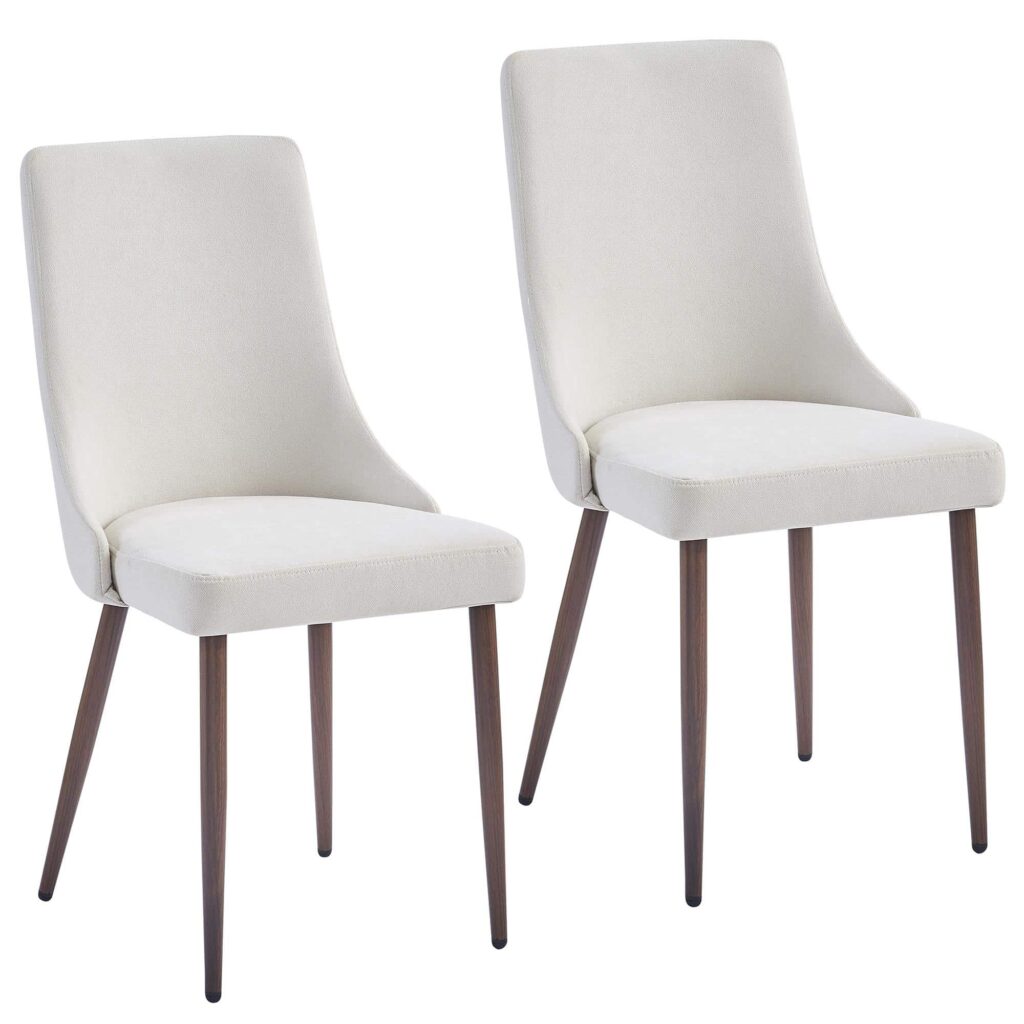 Cora Fabric Side Chair, Set of 2 in Beige and Walnut - Image 7