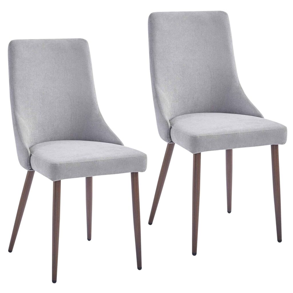 Cora Fabric Side Chair, Set of 2 in Grey and Walnut - Image 7