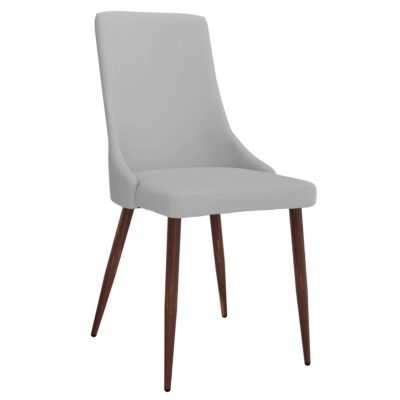 Cora Faux Leather Side Chair, Set of 2 in Light Grey and Walnut