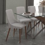 Cora Faux Leather Side Chair, Set of 2 in Light Grey and Walnut 202-182PULG 202 182PULG 1