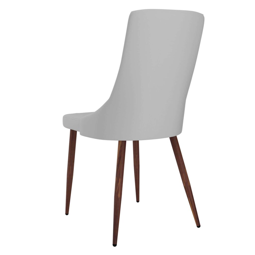 Cora Faux Leather Side Chair, Set of 2 in Light Grey and Walnut - Image 3