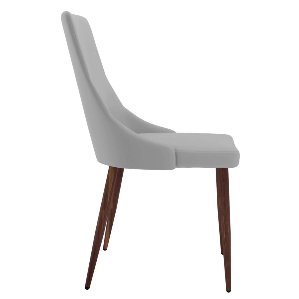 Cora Faux Leather Side Chair, Set of 2 in Light Grey and Walnut - Image 4