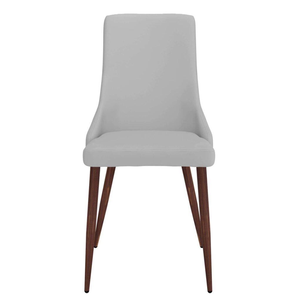 Cora Faux Leather Side Chair, Set of 2 in Light Grey and Walnut - Image 5