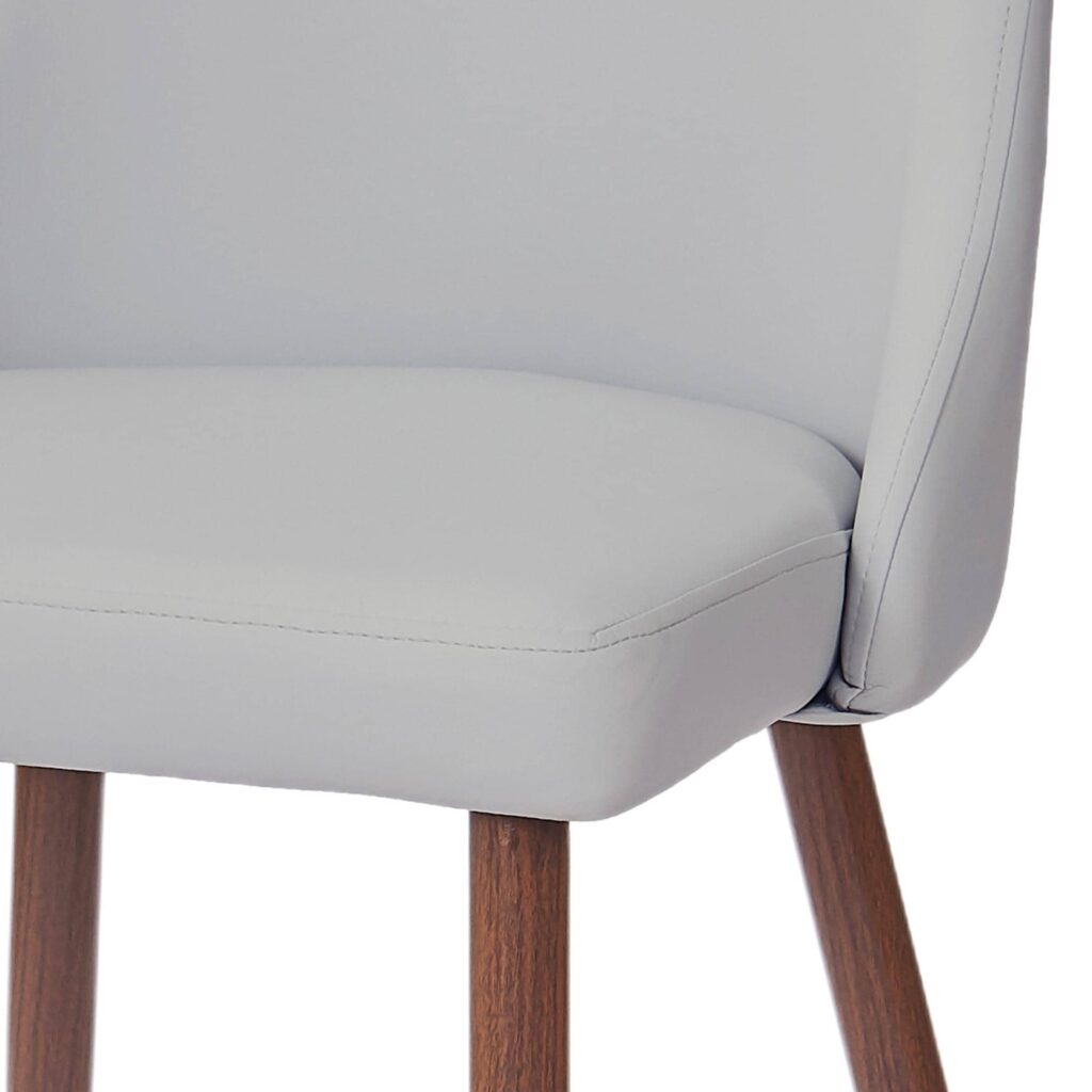 Cora Faux Leather Side Chair, Set of 2 in Light Grey and Walnut - Image 6