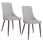 Cora Faux Leather Side Chair, Set of 2 in Light Grey and Walnut 202-182PULG 202 182PULG 6
