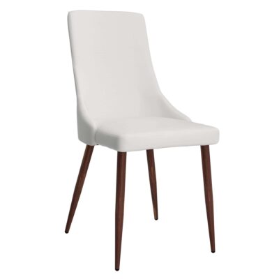 Cora Faux Leather Side Chair, Set of 2 in White and Walnut