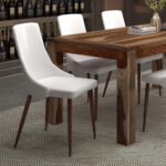 Cora Faux Leather Side Chair, Set of 2 in White and Walnut 202-182PUWT 202 182PUWT 1