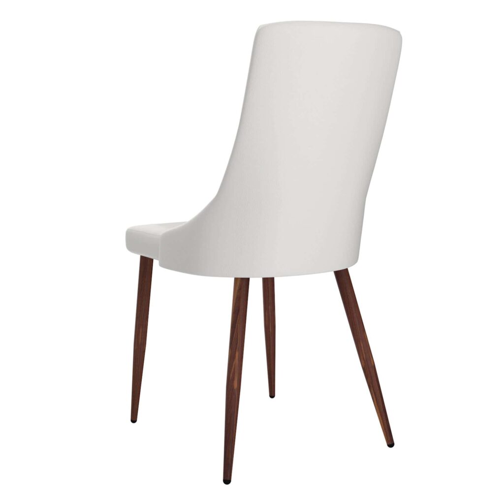 Cora Faux Leather Side Chair, Set of 2 in White and Walnut - Image 3