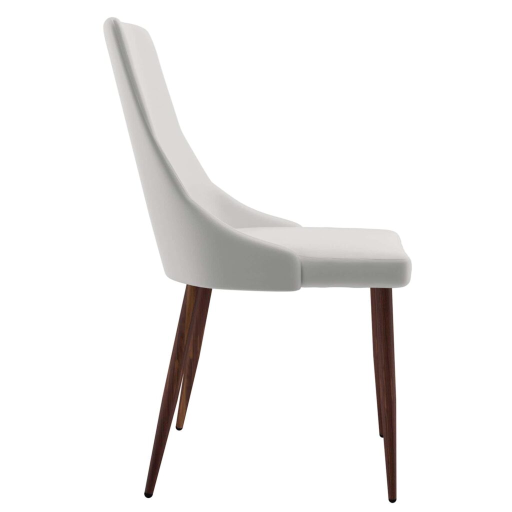 Cora Faux Leather Side Chair, Set of 2 in White and Walnut - Image 4