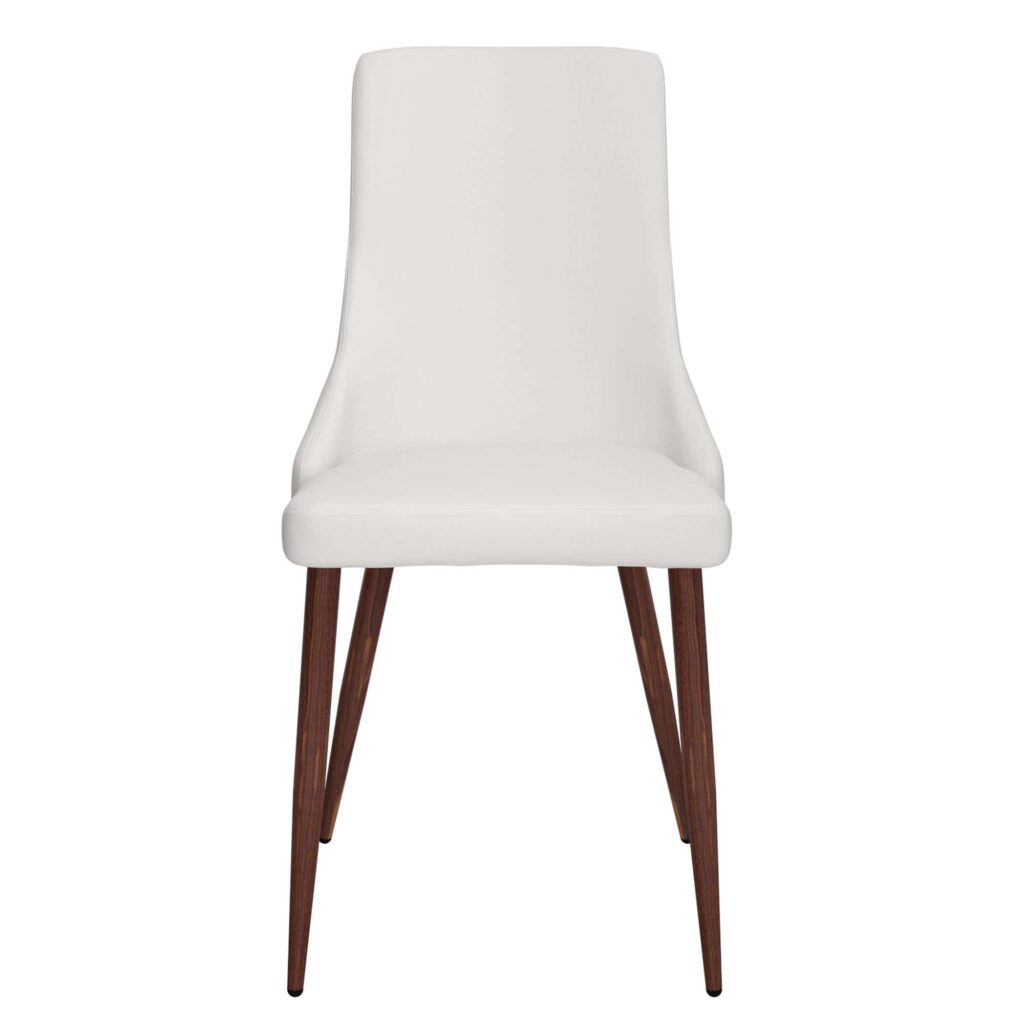 Cora Faux Leather Side Chair, Set of 2 in White and Walnut - Image 5