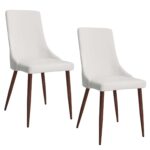 Cora Faux Leather Side Chair, Set of 2 in White and Walnut 202-182PUWT 202 182PUWT 6
