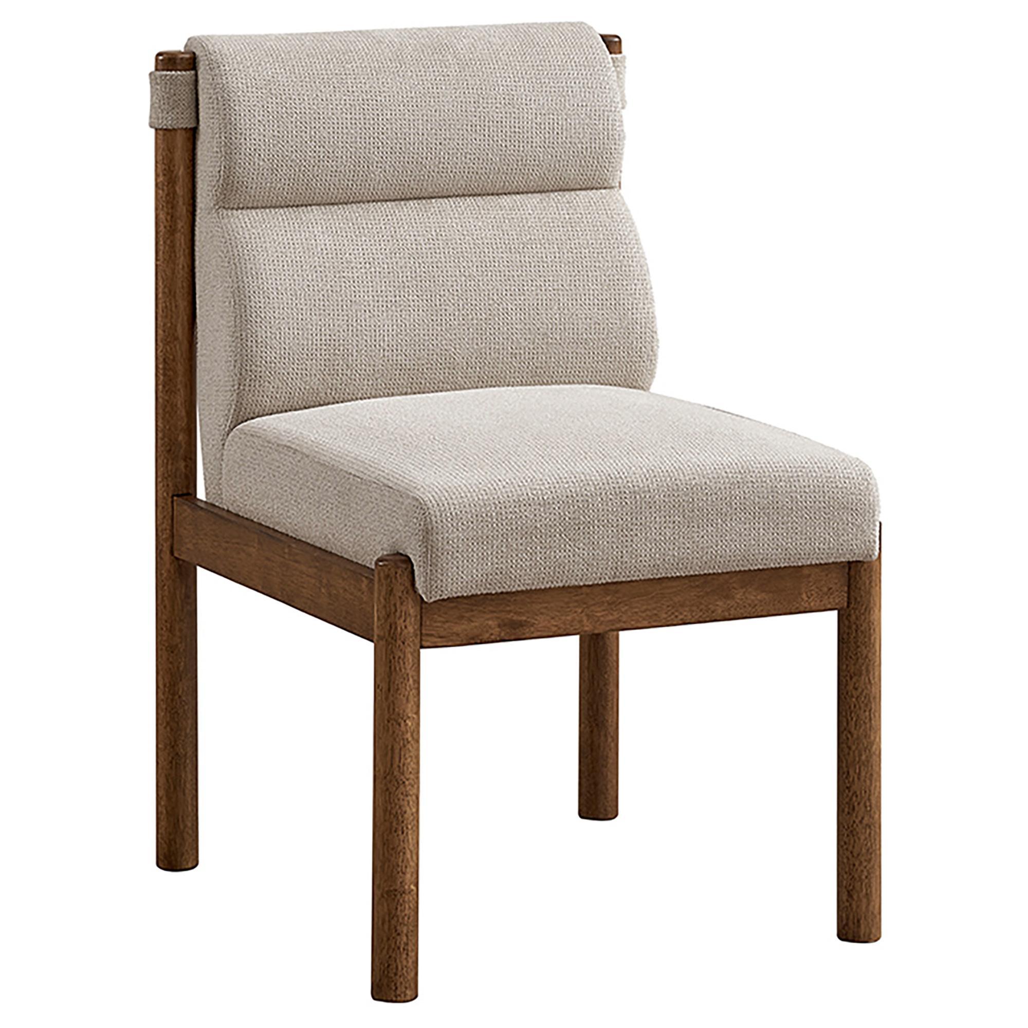 Sarine Dining Chair, Set of 2 in Beige and Walnut 1 Sarine Dining Chair, Set of 2 in Beige and Walnut