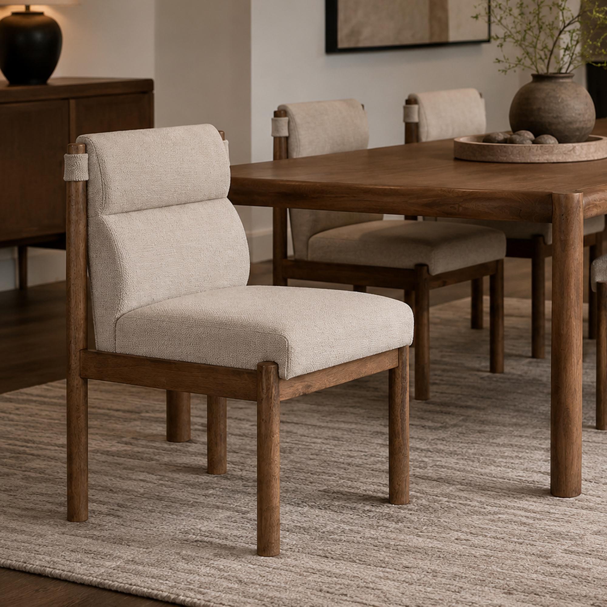 Sarine Dining Chair, Set of 2 in Beige and Walnut 2 Sarine Dining Chair, Set of 2 in Beige and Walnut - Image 2