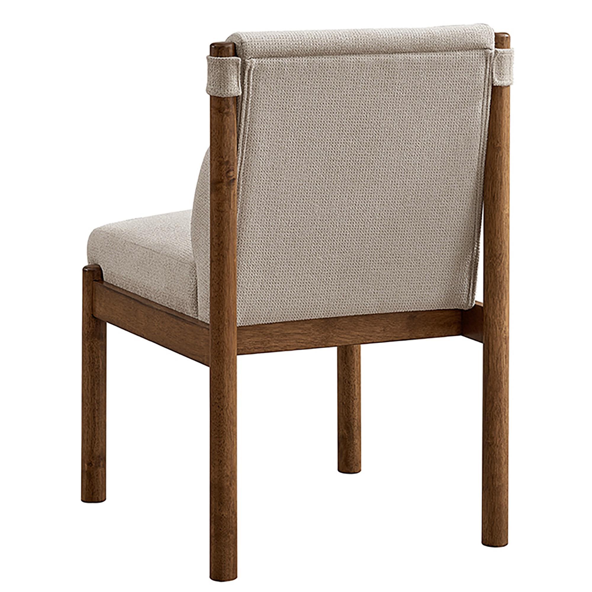 Sarine Dining Chair, Set of 2 in Beige and Walnut 3 Sarine Dining Chair, Set of 2 in Beige and Walnut - Image 3