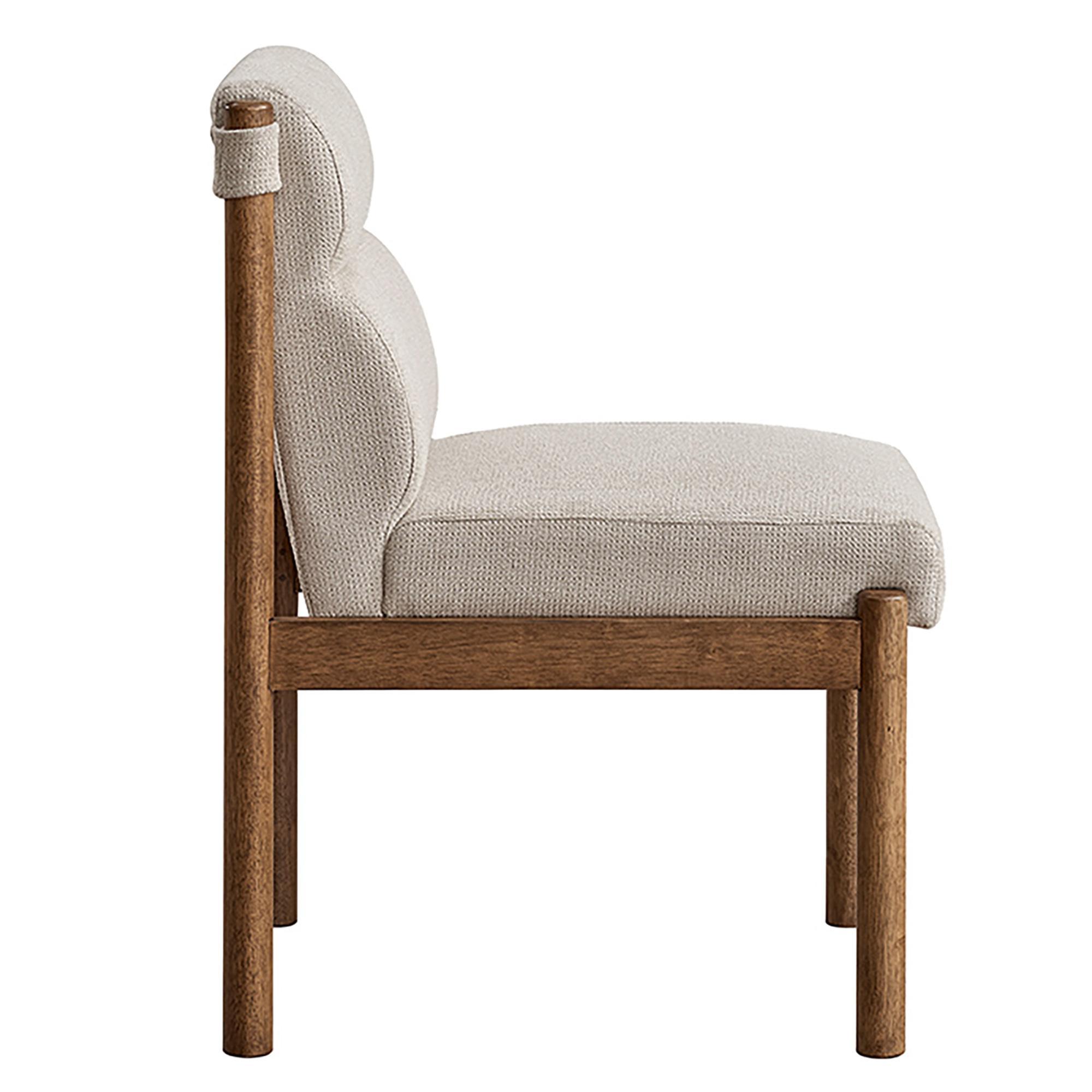 Sarine Dining Chair, Set of 2 in Beige and Walnut 4 Sarine Dining Chair, Set of 2 in Beige and Walnut - Image 4