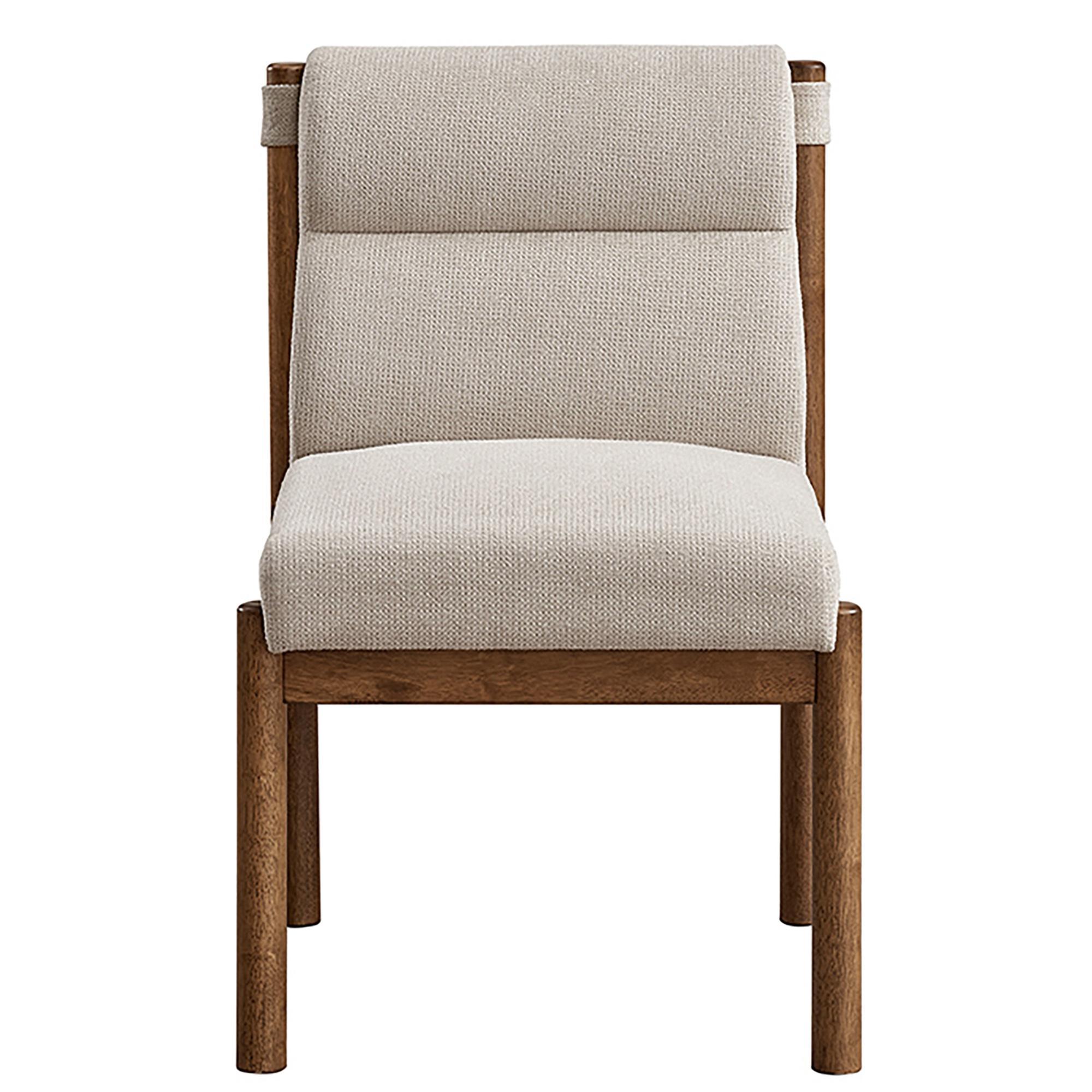 Sarine Dining Chair, Set of 2 in Beige and Walnut 5 Sarine Dining Chair, Set of 2 in Beige and Walnut - Image 5