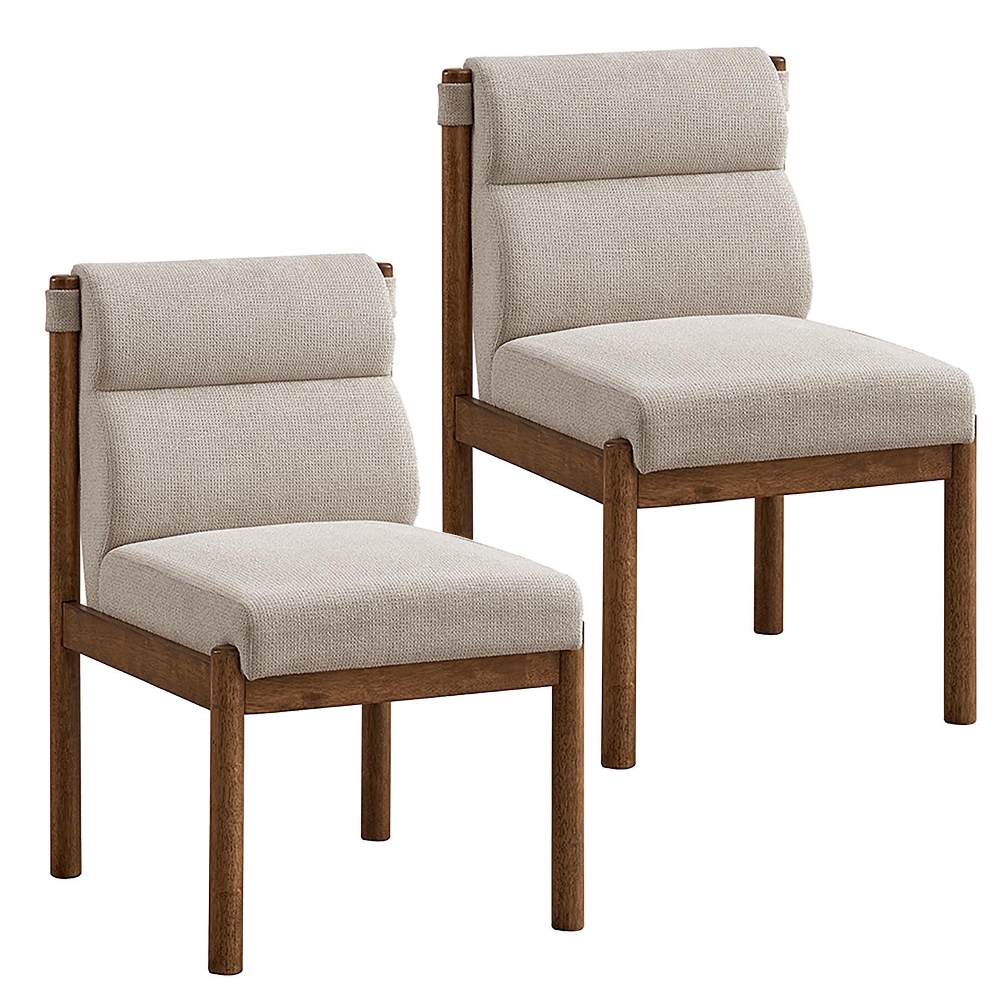Sarine Dining Chair, Set of 2 in Beige and Walnut 7 Sarine Dining Chair, Set of 2 in Beige and Walnut - Image 7