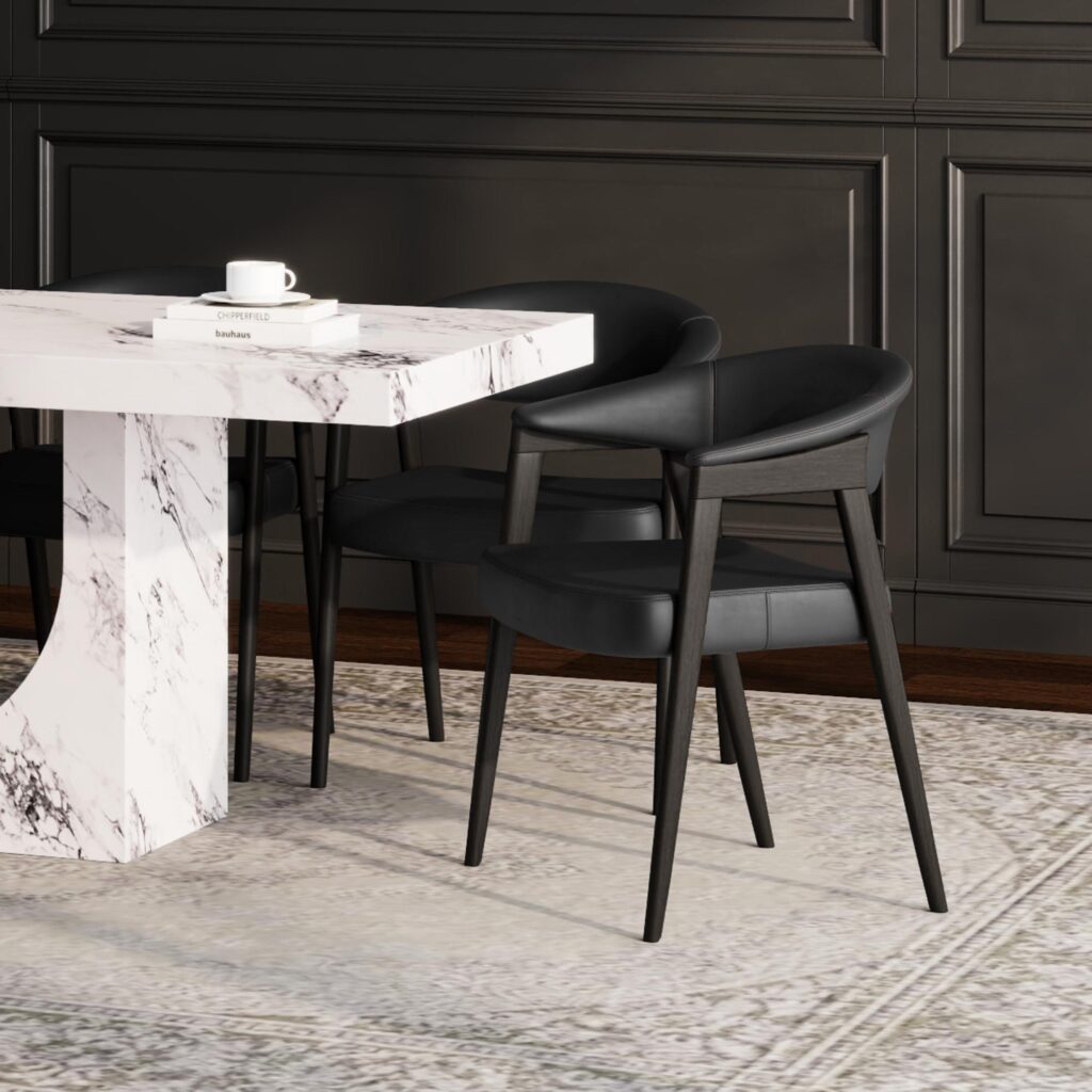 Bexley Dining Chair, set of 2 in Black and Dark Walnut - Image 2