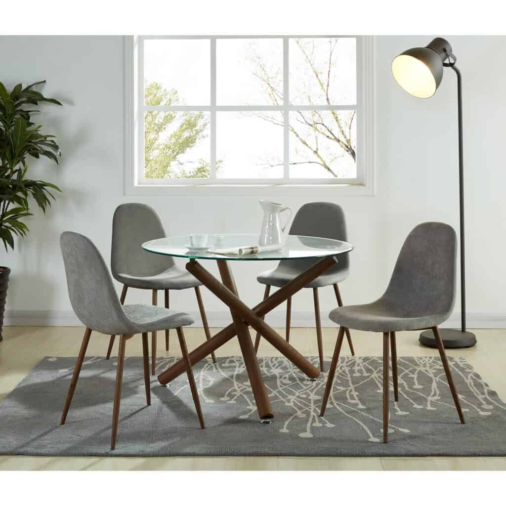 Lyna Side Chair, Set of 4 in Grey and Walnut - Image 2