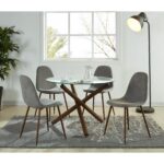 Lyna Side Chair, Set of 4 in Grey and Walnut 202-250GY 202 250GY 1